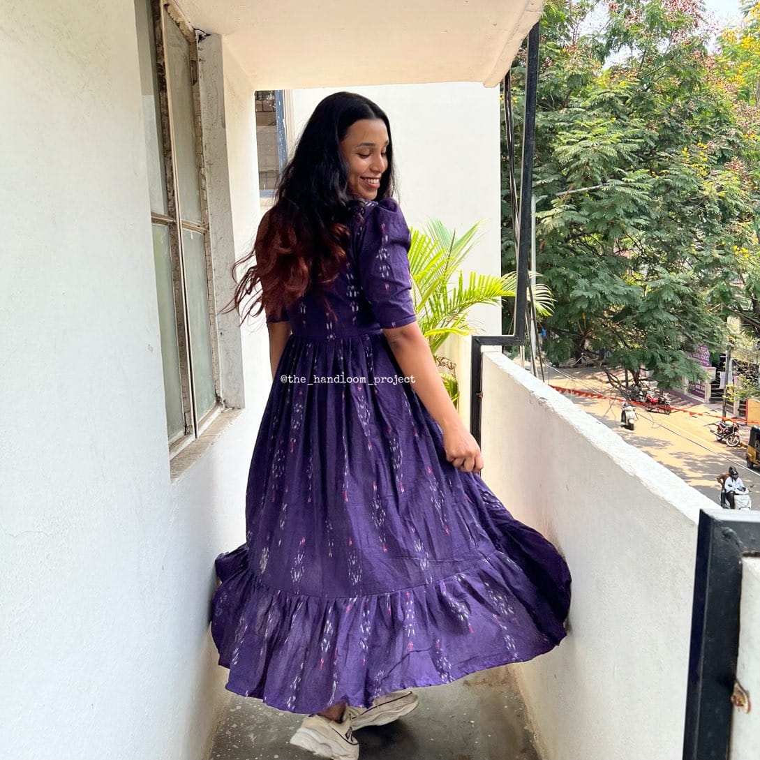 Violet ikkat buttoned dress