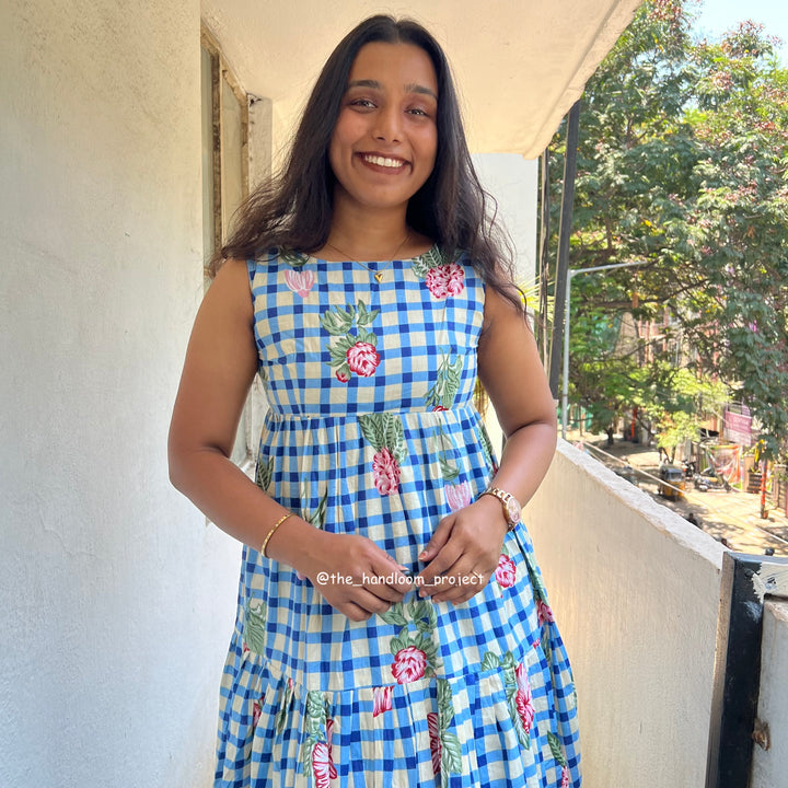 Blue floral - gingham