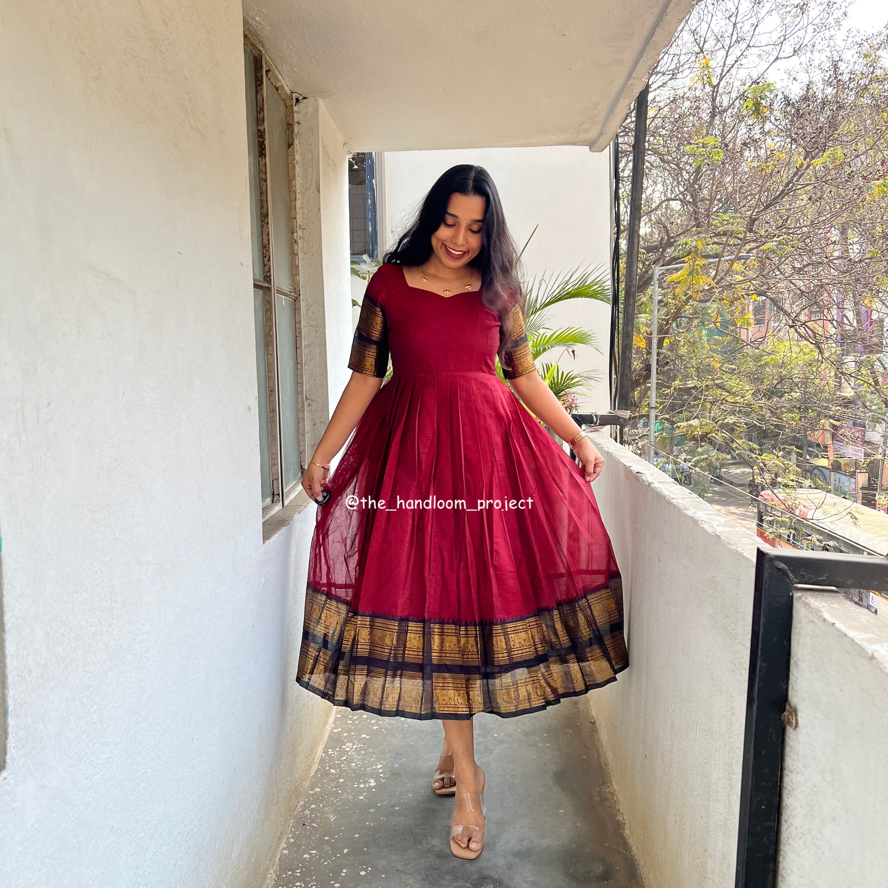 Maroon dress kanchi