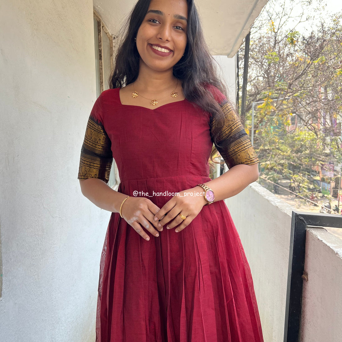 Maroon dress kanchi
