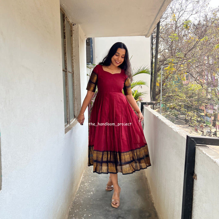 Maroon dress kanchi