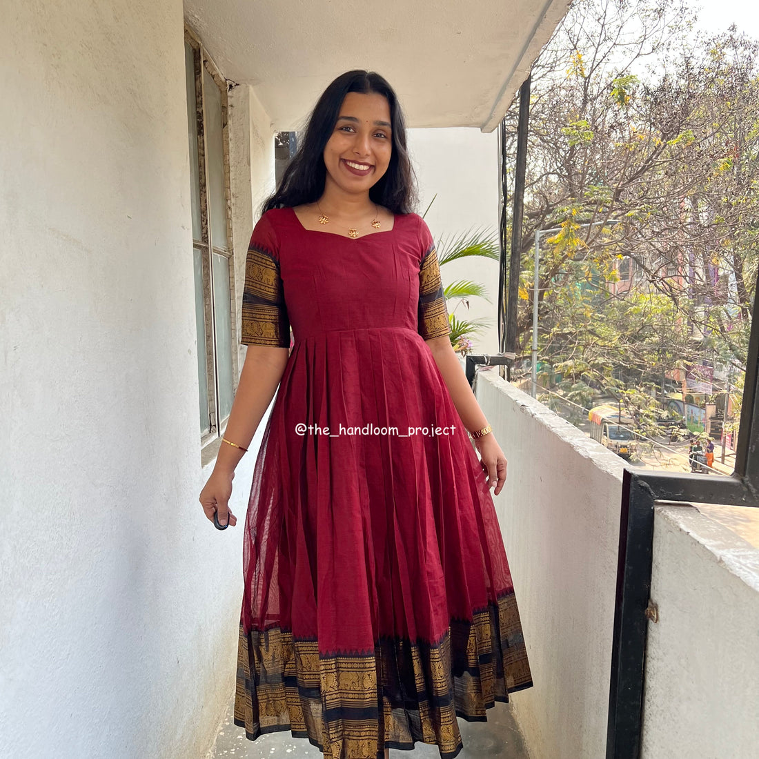 Maroon dress kanchi