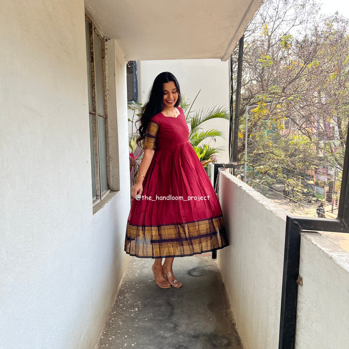 Maroon dress kanchi