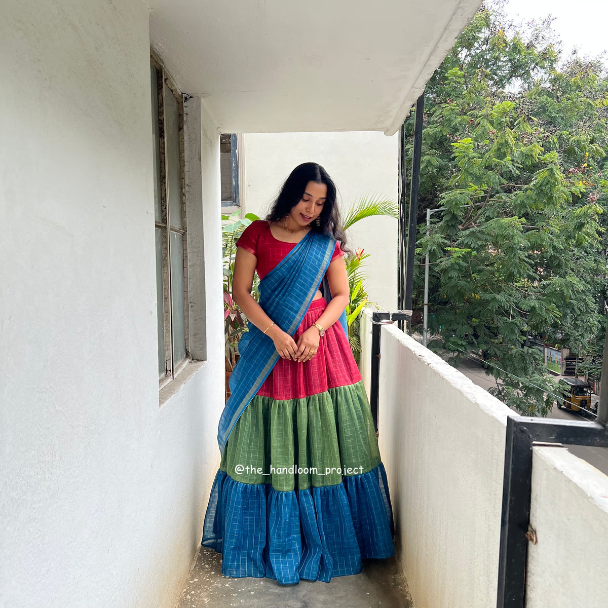 Blue 3 tier - checks – The Handloom Project
