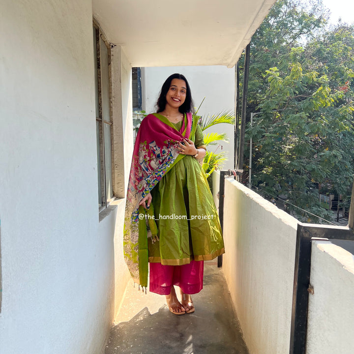Pink kalamkari - mangalagiri