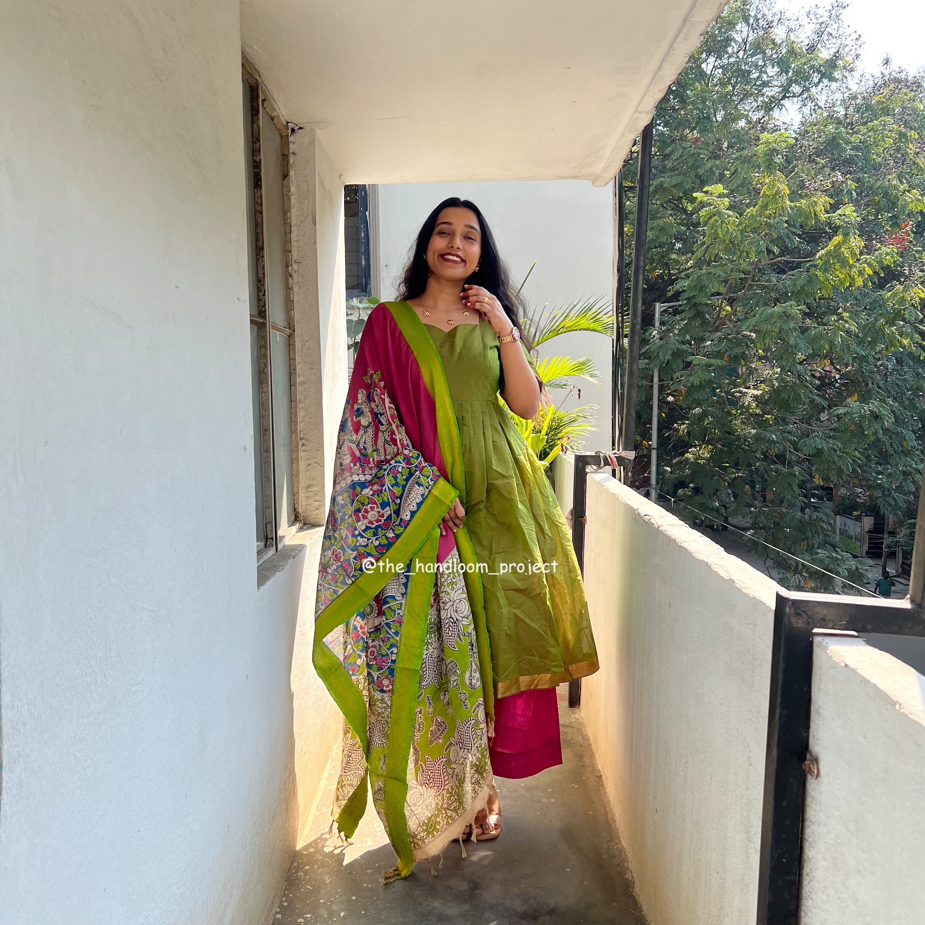 Pink kalamkari - mangalagiri