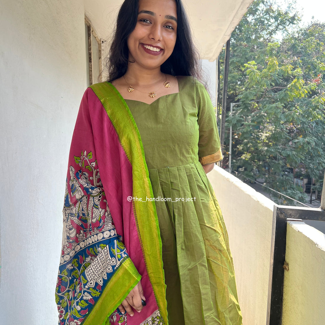 Pink kalamkari - mangalagiri