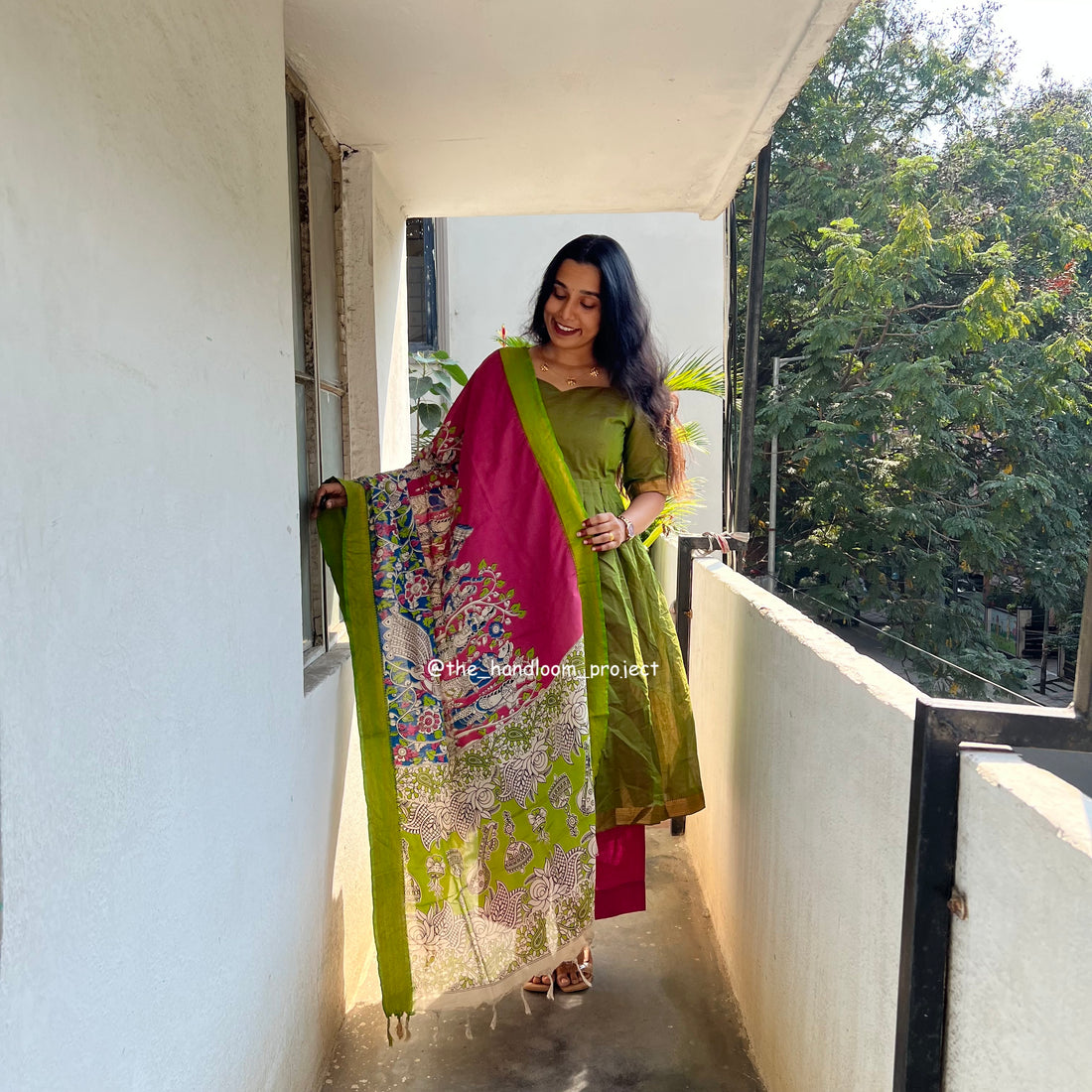 Pink kalamkari - mangalagiri