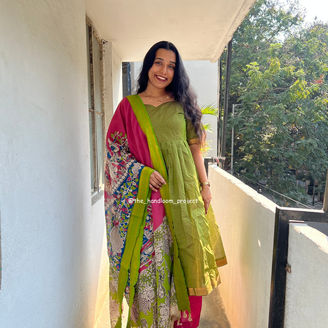 Pink kalamkari - mangalagiri