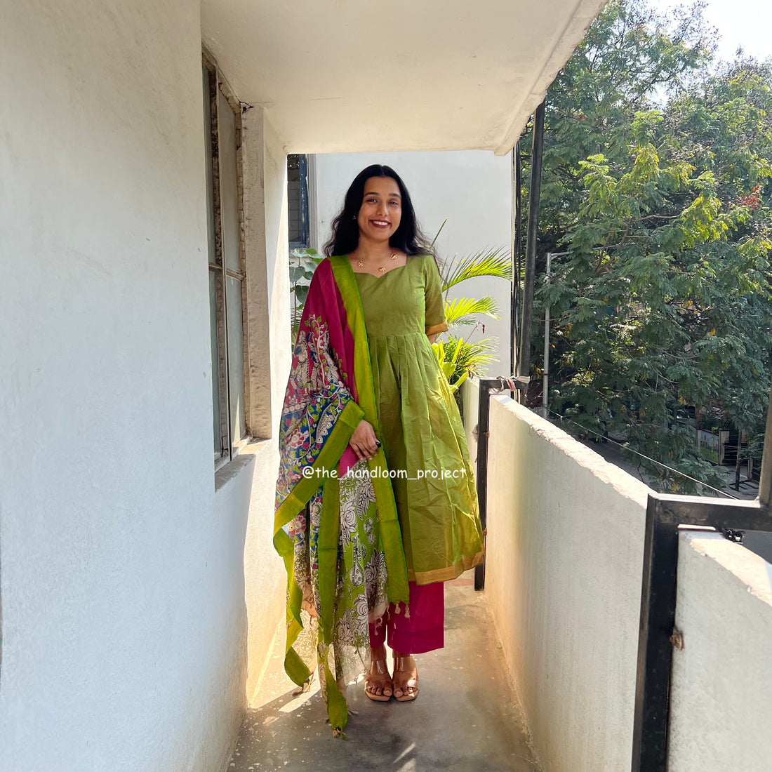 Pink kalamkari - mangalagiri