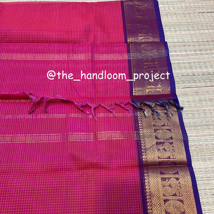 Pink checked kanchi