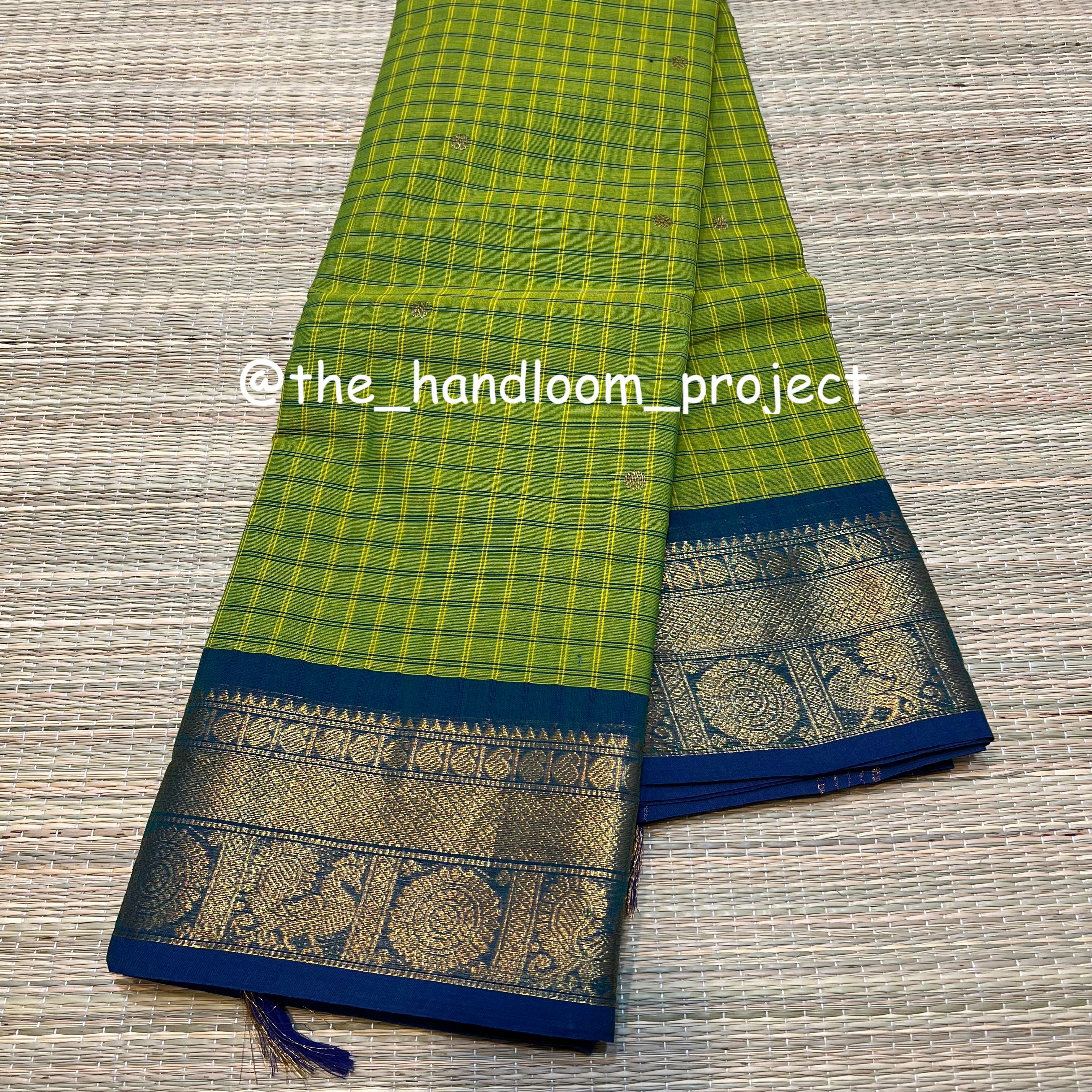 Parrot green checked kanchi