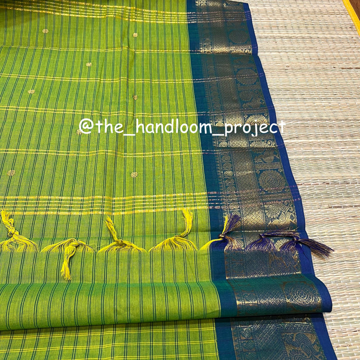 Parrot green checked kanchi
