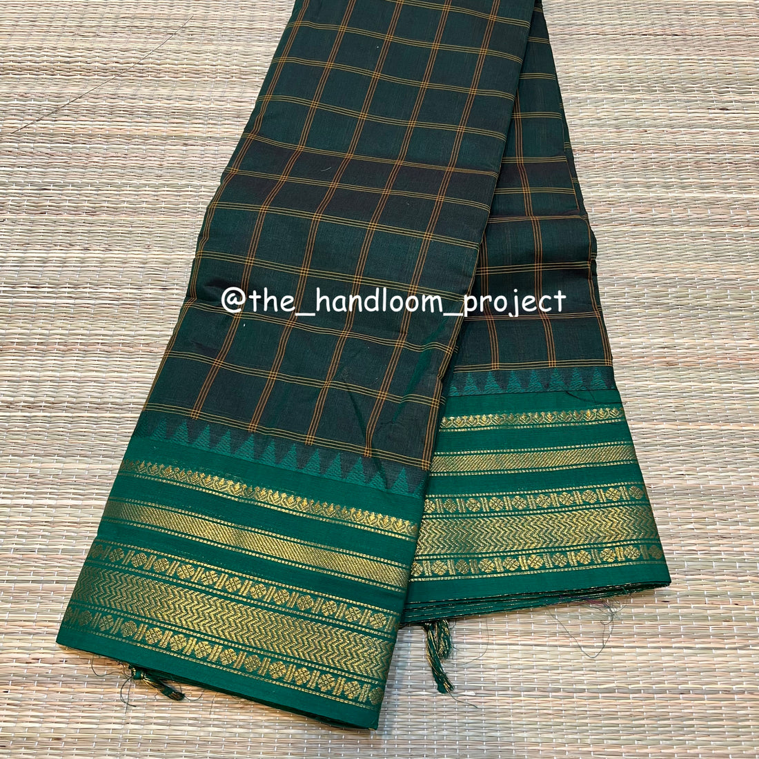 Dark green checked kanchi