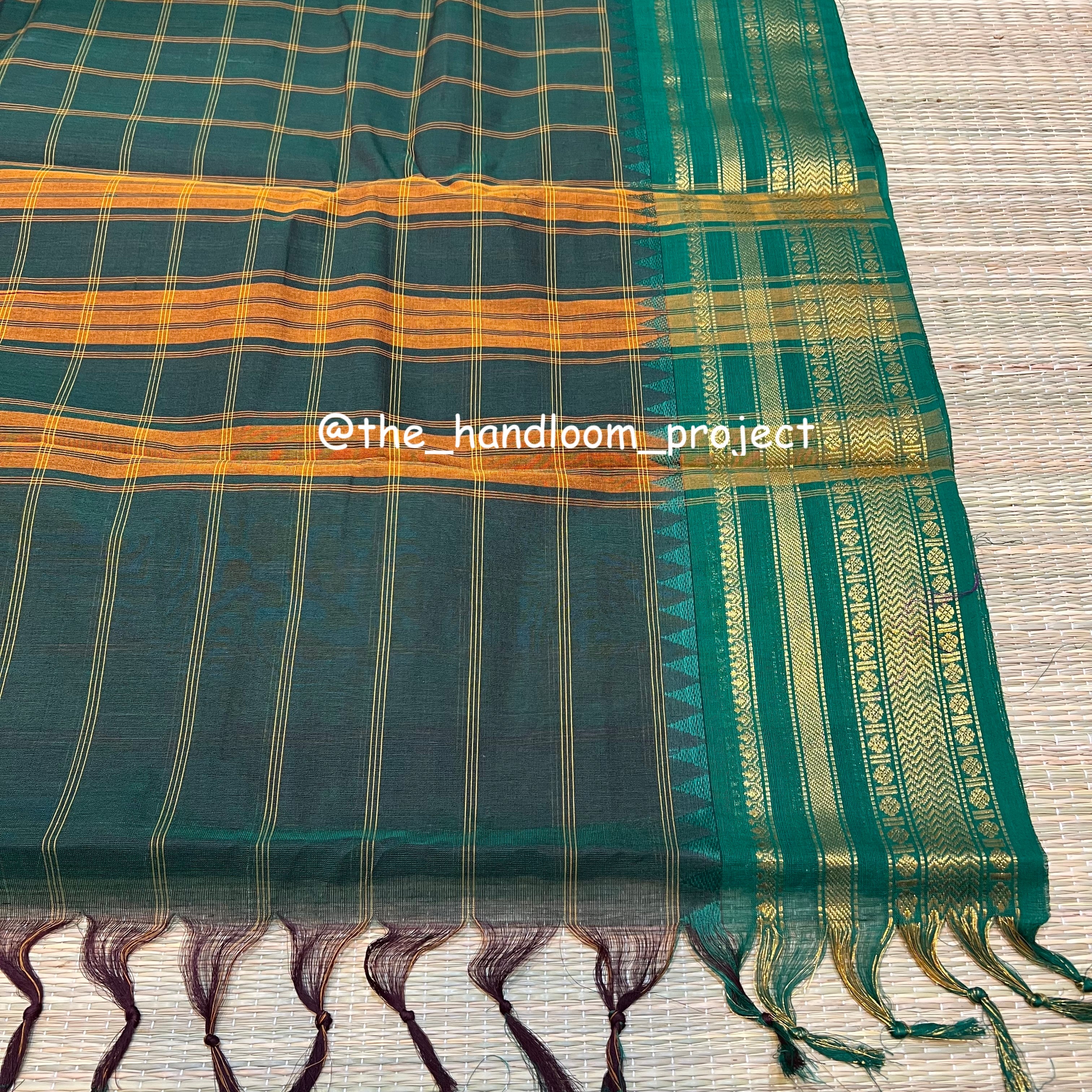 Dark green checked kanchi