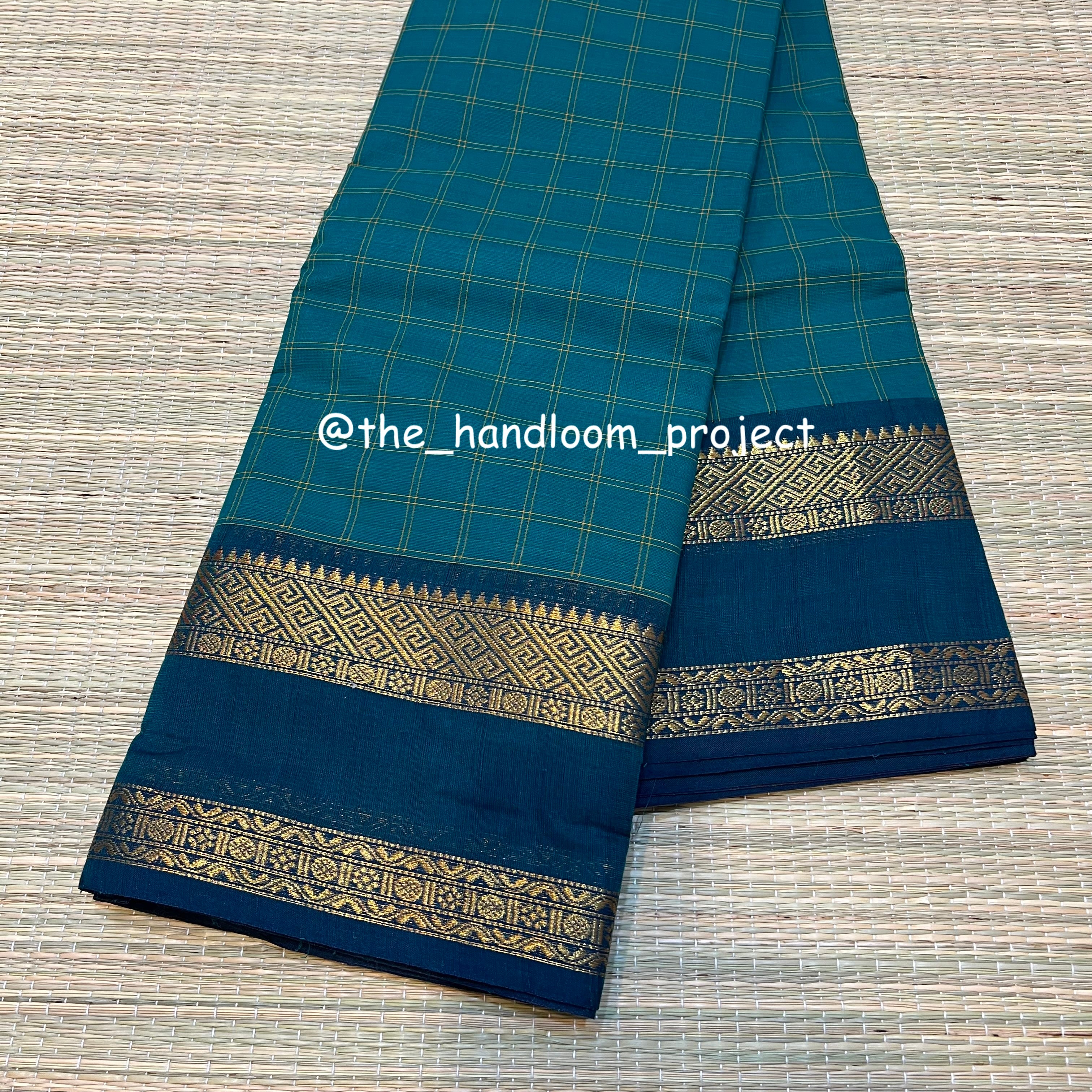 Teal checked kanchi