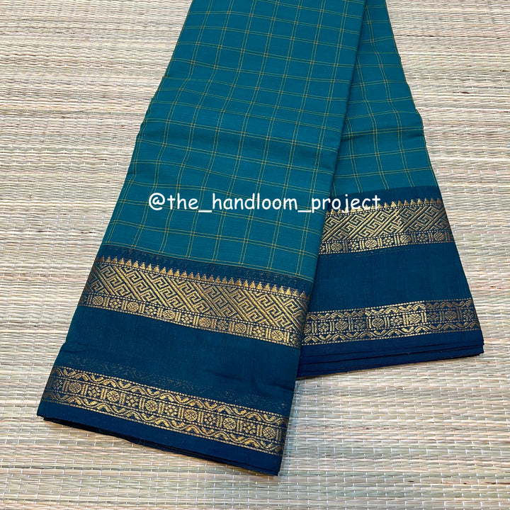 Teal checked kanchi