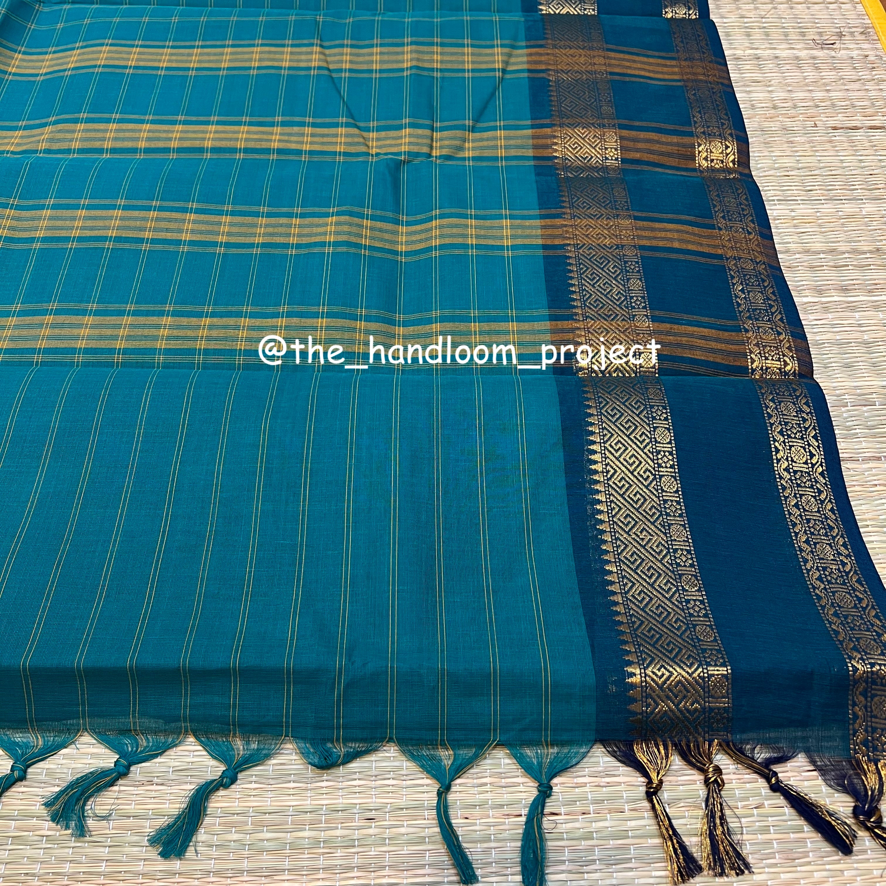 Teal checked kanchi