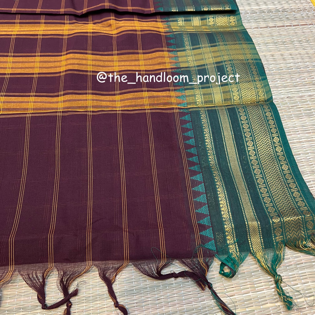 Brown checked kanchi