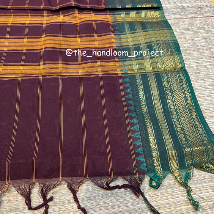 Brown checked kanchi