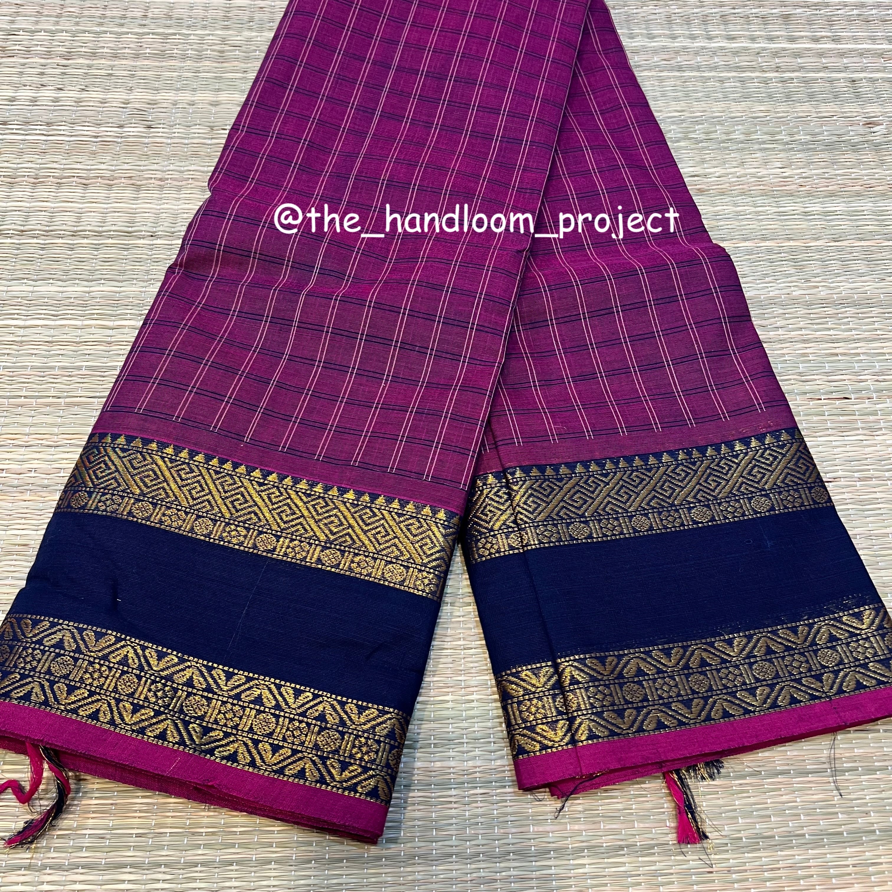 Purple blue checked kanchi
