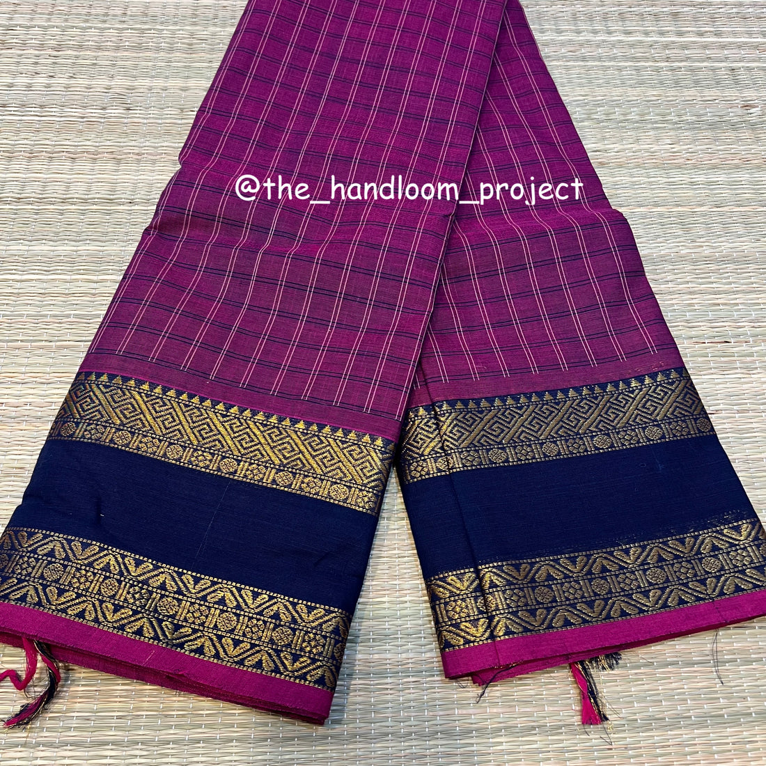 Purple blue checked kanchi