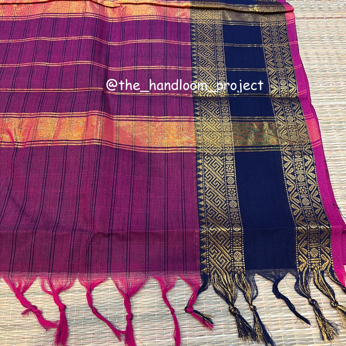Purple blue checked kanchi