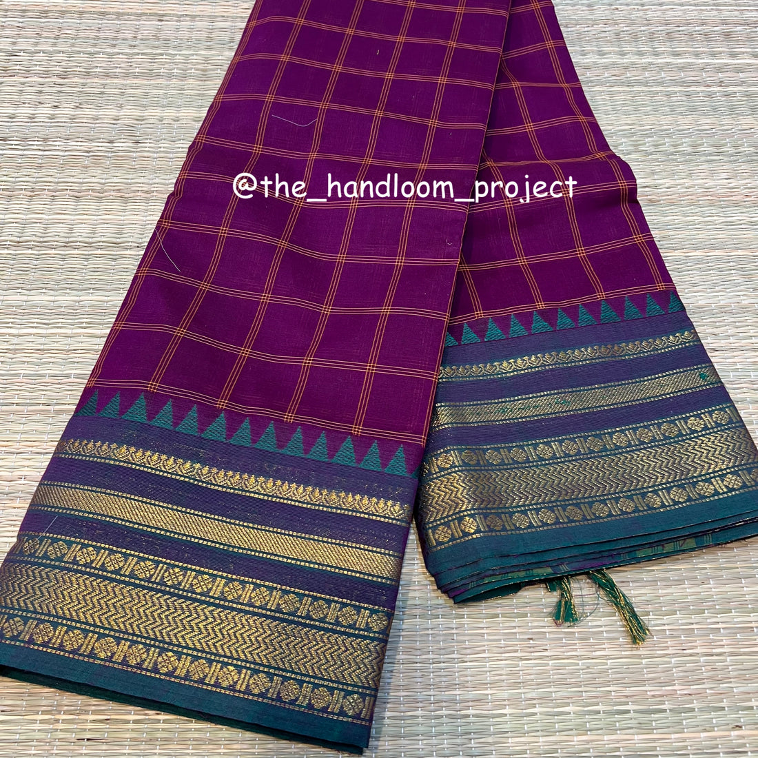 Purple checked kanchi