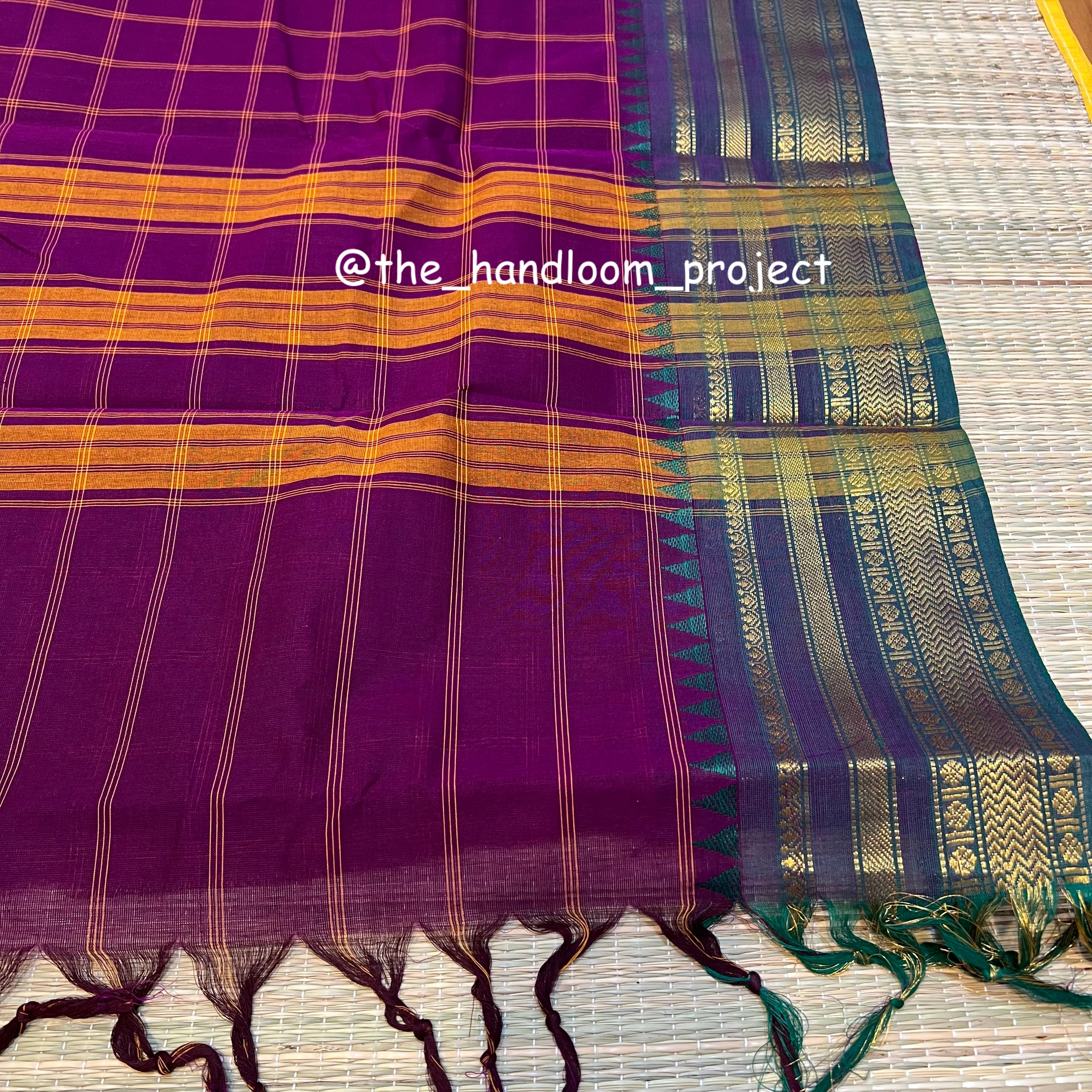 Purple checked kanchi